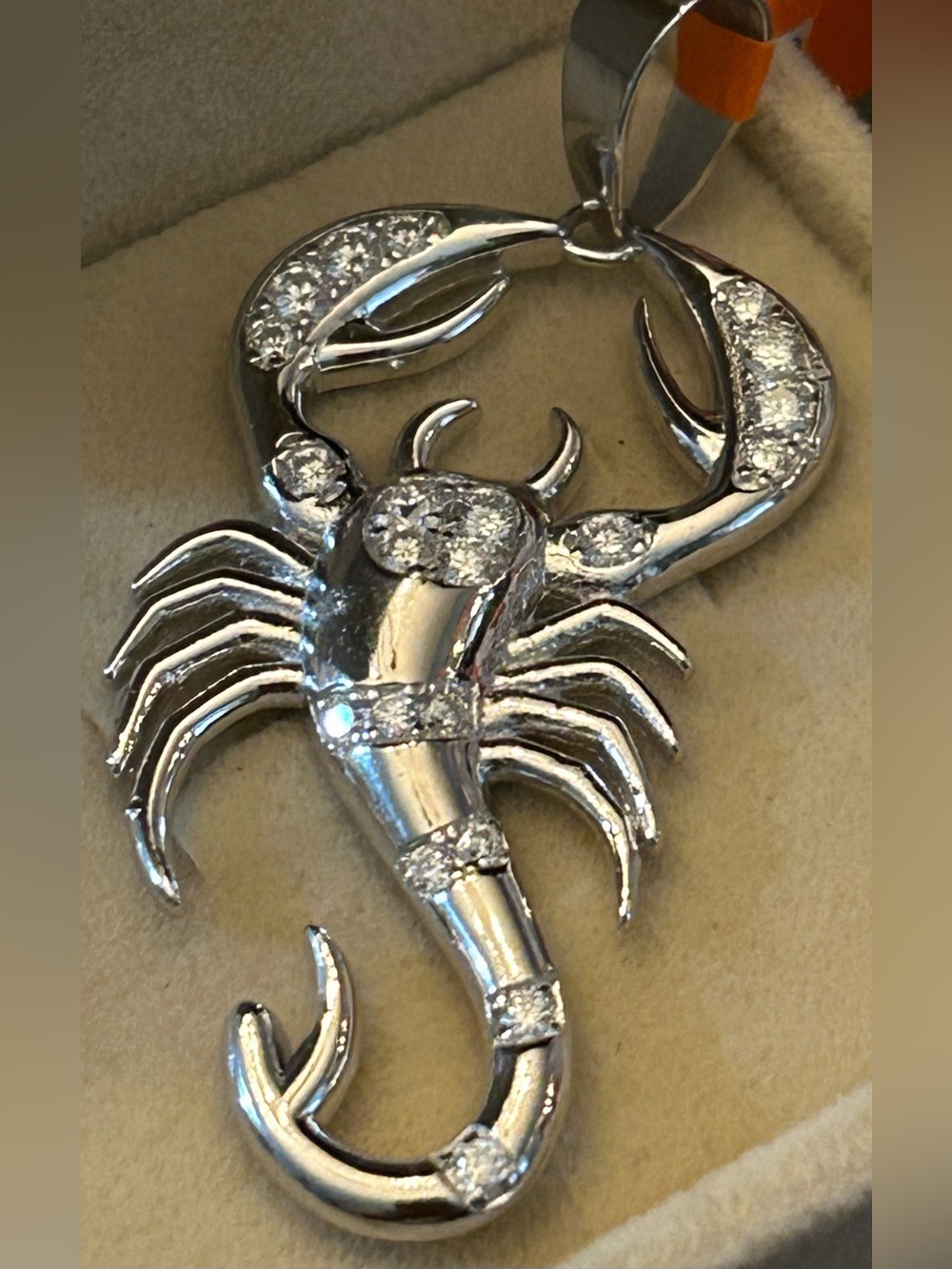 1.50CTW Moissanite 925 Sterling Silver Scorpion Men’s Pendant Necklace
